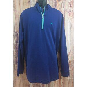 Tommy Bahama Navy Blue Quarter Zip Pullover Large NWT